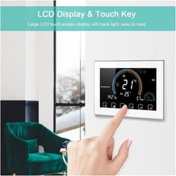 Digitale Thermostaat - Slimme WiFi Regelaar - Temperatuur Beheer - 4.8-inch LCD Kleurenscherm - 12.7 x 4.0 cm - Zilver — thumbnail 4