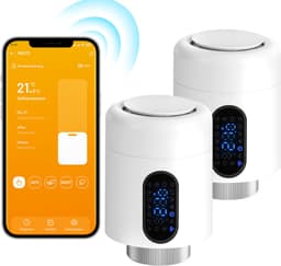 WiFi Radiatorthermostaat met App-bediening en 7 Ventieladapters – Wit – 2-pack — thumbnail 1