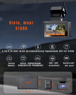 QUOVO® Dual Dashcam - Dashcam Voor Auto 5 GHz wifi 9MB/S - Voor en Achter Camera – Auto Camera Met Nachtzicht – Parkeermodus - G-Sensor - Zwart - 14cm x 15cm x 11cm — thumbnail 2