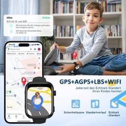 FOSMET 4G Smartwatch Kinderen - KidsWatch - Kinder Smartwatch - GPS Horloge Kind - SOS Knop - Tweeweg-gesprekken - GPS Horloge Kind - Kinderhorloge met Simkaart - Videobellen - Geschikt voor 4-12 Jaar - Jongen / Meisje - Zwart — thumbnail 2