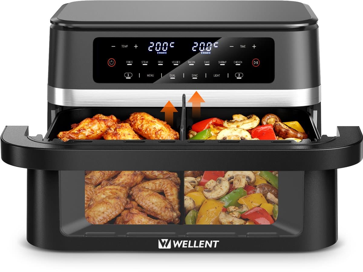 Dubbele Airfryer - 2x 6L / 12 liter - 2 manden - XXXL - Touchscreen - Kijkvenster - 8 programma's - 2950W — afbeelding 1