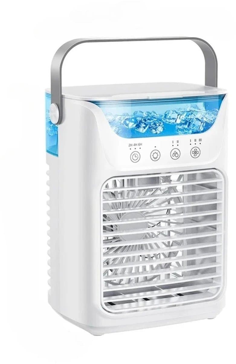DayeLabel Mini Aircooler – Draagbare Luchtkoeler - Airco – USB – 650 ml Watertank – Vernevelingsfunctie – LED Verlicht - Witing — afbeelding 1