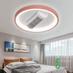 SUMOH® Plafondventilator beweegbaar met lamp licht en Sterren Stars LED 120 graden brede luchtinlaat – Intelligente App Modern en Veilig afstandsbediening – plafondlamp – Multifunctioneel – Dimbaar – woonkamer slaapkamer - ROZE — thumbnail 1