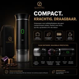 Quavitec Draagbaar Koffiezetapparaat - Draagbare Koffiemachine - Cups & Gemalen Koffie - Camping Espressomachine - USB Oplaadbaar - Espresso & Lungo Machine voor Onderweg en Reizen — thumbnail 3