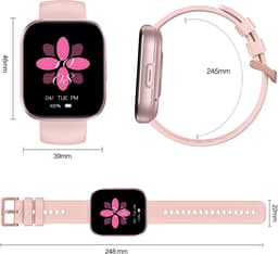 Sytifro Smartwatch dames met Bluetooth Bellen - horloge dames met 1.83 Inch HD Scherm - Hartslagmeter - Slaapmonitor - Stappenteller - IP68 Waterdicht - Geschikt voor iOS & Android - Roségoud — thumbnail 4