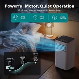 Mobiele airco 8000 BTU draagbaar met ontvochtiger, ventilator en led-display inclusief raamkit — thumbnail 5