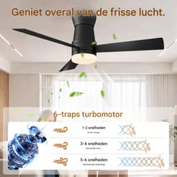 Plafondventilator met Licht Zwart 106 cm, Stil DC Motor, LED, Afstandsbediening & Laag Plafond — thumbnail 4