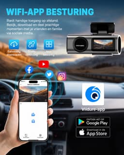 Dashcam Voor Auto – 4K + 1080P Dual Dashcam – Voor- en Achtercamera – WiFi – GPS – Nachtzicht – 170° Groothoek – Parkeermodus – G-Sensor – 64GB SD-kaart Inclusief — thumbnail 4