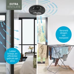 Varin® Smart Plafondlamp met ventilator - Bamboe Zwart - Tuya Wifi - Ø 50cm - Plafondventilator met verlichting - Smart lamp slaapkamer - Plafonniere kinderkamer - Plafondlampen industrieel - Plafond lamp - Afstandsbediening - Plafond met ventilator — thumbnail 3
