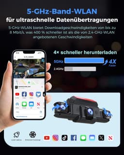 SnelShoppen - 4-Kanaals Dashcam voor Auto met 360 Graden Front- en Achtercamera, GPS, 5G Band Wifi, Nachtzicht, WDR, 24-Uurs Parkeermodus en 128GB Kaa — thumbnail 4