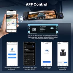 SnelShoppen - 4-kanaals dashcam met 10 inch touchscreen achteruitrijcamera, 150 graden groothoek, 64 GB kaart, G-sensor, loop-opname, parkeerbewaking — thumbnail 4