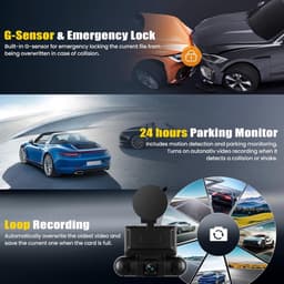 SnelShoppen - 2K Dashcam Voor- en Achteruit met APP WiFi, 4 Kanalen 2K+3*1080P, 150° Hoek, Super Nachtzicht, Parkeerbewaking, G-sensor, Loopopname, AP — thumbnail 3