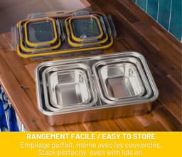 SnelShoppen - Set van 5 Bakdozen voor Batch Cooking - 1x 5000 ml + 2x 1300 ml + 2x 650 ml - Rvs, Magnetron, Oven, Vriezer Bestendig, Handige Opberging — thumbnail 5