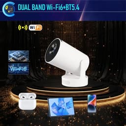 SnelShoppen - HY300 PRO Mini Projector, Draagbare 4K 1080P Projector met Android 11, WiFi 6, Bluetooth 5.0, Airplay & Miracast Ondersteuning voor Thui — thumbnail 4