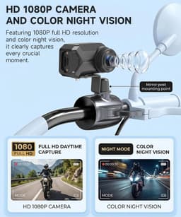 SnelShoppen - Motorcycle Dashcam 1080P Full HD, Compact, IP66 Waterproof, 110° Wide Angle, Loop Recording, Drill-Free Mounting, Wi-Fi Verbinding, Dire — thumbnail 5