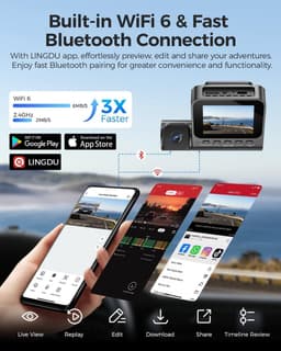 SnelShoppen - V630 Dashcam 4K + 1080p + 1080p, Mini Auto Camera met 2.4 Inch IPS, GPS, 24 Uur Parkeerbescherming, Ultra Nachtzicht en 170° Hoek — thumbnail 3