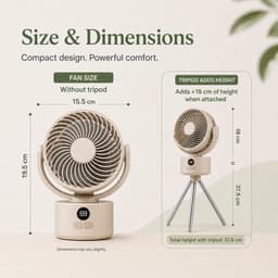 VHV - Ventilator - Tafelventilator - Oplaadbare bureauventilator - Draagbare campingventilator - Met statief voor stille koeling - Opvouwbaar ontwerp - Verstelbare hoek - Lichtgewicht en compact - Voor tent - Strand - Slaapkamer en op reis - Wit — thumbnail 4