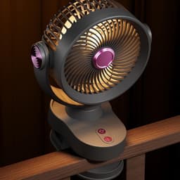 Ventilator - Oplaadbare ventilator - clip on ventilator - 2400mAh USB oplaadbare ventilator - 3 windsnelheden - LED-nachtlampje - Stille werking, geschikt voor bureaus, slaapkamers en kamperen - Grijs — thumbnail 2