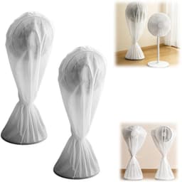 2 stuks Stofkappen - Waterdichte ventilatorkap - Stofwerende ventilatorkap - Ventilator niet inbegrepen - Ronde ventilatorkap - Volledig omsloten - Herbruikbaar - Voor vloerventilatoren, tafelventilatoren, industriële ventilatoren (60*145 cm - Wit) — thumbnail 1