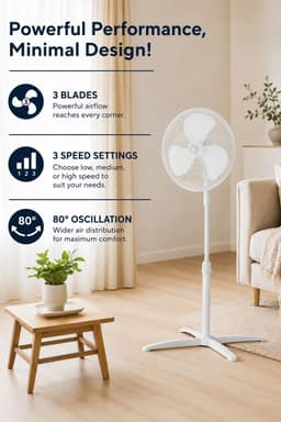 Asir - Staande Ventilator/Fan - 100% ABS - 42.1 x 10.5x 56.3 cm — thumbnail 2