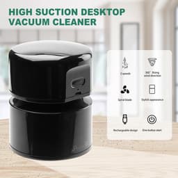 Mini tafelstofzuiger USB oplaadbaar, 360° draaibaar, 120 minuten gebruiksduur met automatische uitschakeling, compacte bureaustofzuiger voor school kantoor thuis, Wit — thumbnail 2