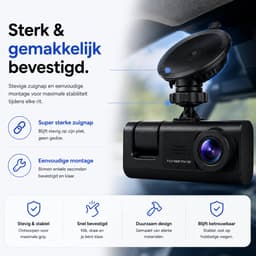 Kiraal Dashcam Compleet - Voor Auto - Voor en Achtercamera - Wifi - Nachtzicht en G-sensor - Inclusief 64GB SD-kaart en Kaartlezer - Super Full HD - Met App - Nederlandse handleiding — thumbnail 3
