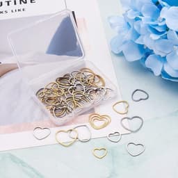 Set van 60 roestvrijstalen holle hartvormige bedelhangers in goud en zilver, met oorbelringen in 3 maten voor het maken van DIY sieraden — thumbnail 4