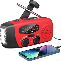 Noodradio Solar Opwindbaar & Batterij-DAB+/FM Draagbare Radio Oplaadbaar Met 2000mAh Powerbank Zonneenergie-rood — thumbnail 1