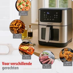 Heteluchtfriteuse XXL - Airfryer Oven - Grote porties maken - Digitaal touchscreen - 8 Liter capaciteit - Zilver — thumbnail 3