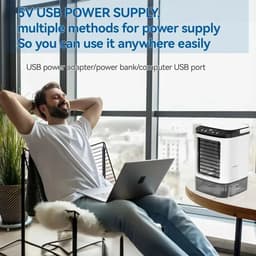 Archi Draagbare Mini Aircooler – Airco - Dubbele Verneveling – 900 ml Watertank – 3 Snelheden – USB – Stille Luchtbevochtiger — thumbnail 5