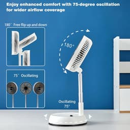 Statiefventilator - Zomerkoeling - Staande ventilator - Stille Draagbare Staande Ventilator - Slaapkamer ventilator - Verstelbare ventilator - Stille ventilator - Draaibare kop — thumbnail 5