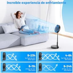 Draagbare Tafelventilator 8,6 Inch – Oplaadbare Ventilator met 8000mAh Batterij – USB-C – Opvouwbaar en In Hoogte Verstelbaar – Afstandsbediening – Stil met Oscillatiefunctie – Voor Thuis, Kantoor en Camping — thumbnail 5