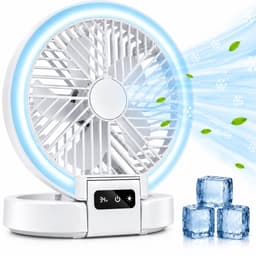 Lifetime Air Tafelventilator Oplaadbaar - Mini USB Ventilator 1200mAh - 5 Snelheden En LED Display - 21x20,5x23cm - Wit — thumbnail 1