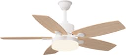 2-in-1 Plafondventilator, Verstelbare Plafondventilator 3 Kleuren LED-Verlichting, 6 Snelheden, 5 Bladen, Geschikt Zowel Winter Zomer, Ideaal Meer Comfort (Natuurlijke Houtkleur, 5 Bladen, 107cm) — thumbnail 5