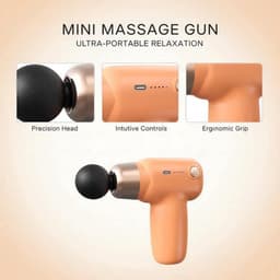 Ultracompact massagepistool, diepweefselmassageapparaat voor spierontspanning, draagbaar massageapparaat met 4 snelheidsstanden - wordt geleverd met 4 aansluitingen - oranje — thumbnail 3