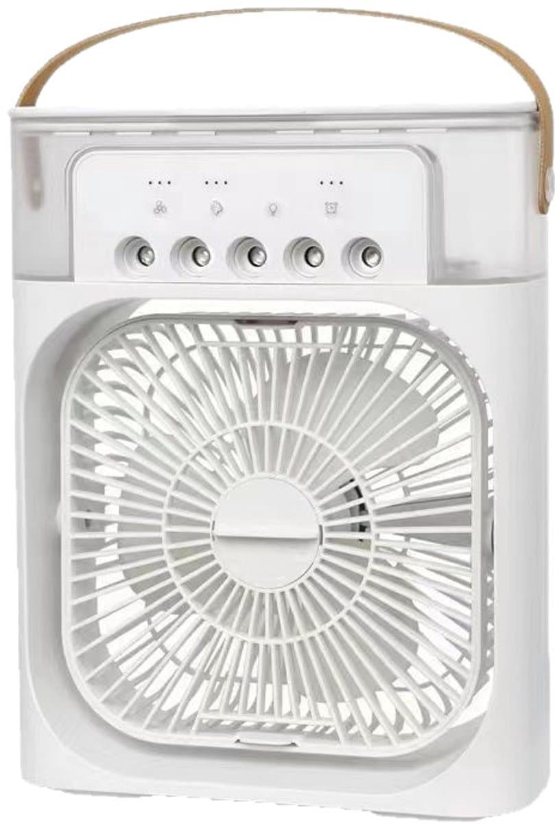 Mobiele airconditioner - mini-luchtkoeler, 5-in-1 airconditioning, klein, draagbaar, 7 leds, luchtbevochtiger met 3 snelheden, luchtkoeler, ventilator met waterkoeling, voor keuken, kantoor - wit [Energieklasse A] — afbeelding 1