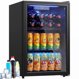 TEKROA® Vrijstaande Drankenkoelkast 70L met Glazen Deur - Mini Koelkast voor 70 Blikjes / Bier & Wijn - LED Verlichting & Verstelbare Planken - Zwart — thumbnail 1