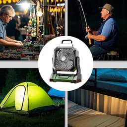 Deze oplaadbare, draagbare ventilator is compact en draagbaar, voorzien van een 5400mAh-batterij, 4 instelbare standen en een ingebouwd lampje. Hij is geschikt voor gebruik in winkels, slaapkamers, buiten, op het strand en op reis. — thumbnail 4