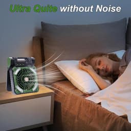 Op zonne-energie werkende campingventilator met ingebouwde oplaadbare batterij van 7800 mAh, dubbele stroomvoorziening, draagbare ventilator met timer en ledverlichting, geschikt voor thuis en buitenshuis, oranje. — thumbnail 5