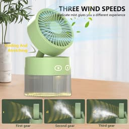 USB-bureauventilator met vernevelingsfunctie, draagbare vernevelingsventilator met 350 ml waterreservoir (groen) — thumbnail 2