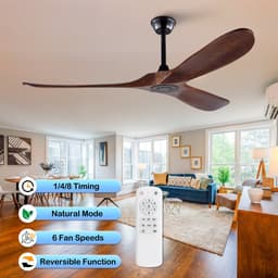 HAUSS SPOLE Ventilator – 152,4 cm – Zonder Verlichting Met 6 Snelheden – Metaal En Hout – Zwart En Donker Walnoot – Voor Woonkamer En Terras — thumbnail 5