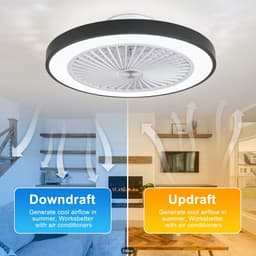 LuxiLamps | Plafondventilator | LED | Dimbaar | 3 Snelheden | 55 cm | Moderne Lamp | Plafondlamp | Ventilatorlamp | Zwart | Woonkamerlamp — thumbnail 4