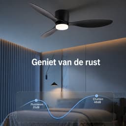 Rolu Plafondventilator – Plafond Ventilator Met Verlichting – Tot 25m2 - 6 Snelheden – Inclusief LED Verlichting – Afstandsbediening — thumbnail 5