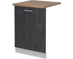 Vaatwasserpaneel - Keukenfront - Keuken Integratie - Verstelbare Montage - 60 cm breed - Zwart Beton