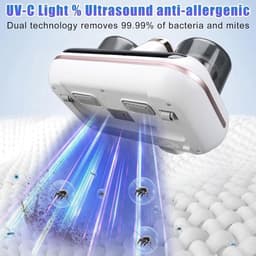 Draadloze matrasstofzuiger van 100 W | Handstofzuiger voor bedden | Uitgerust met 1 filter, 1800 mAh accu, 10 kPa zuigkracht, LED-display met hygrometer - 2 standen, reinigt effectief bedden, kussens, banken en tapijten. — thumbnail 4