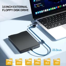 Externe Floppy Disk Drive - FDD Lezer - Oude Bestanden Lezen - USB Type-C Aansluiting - 3.5 Inch - Zwart — thumbnail 4