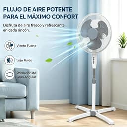 House Of Atelier - Staande Ventilator - Statiefventilator - Vloerventilator - Verstelbare Hoogte - 3 Standen - 40 cm - Zwart — thumbnail 2
