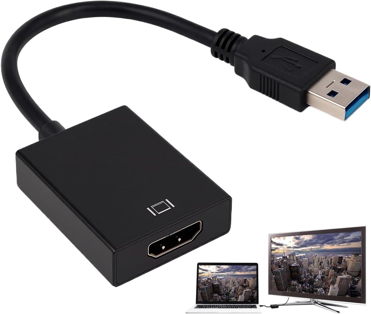 Adapter USB naar HDMI - Grafische kabelconverter - Extra monitor aansluiten - Geïntegreerde driver — afbeelding 1