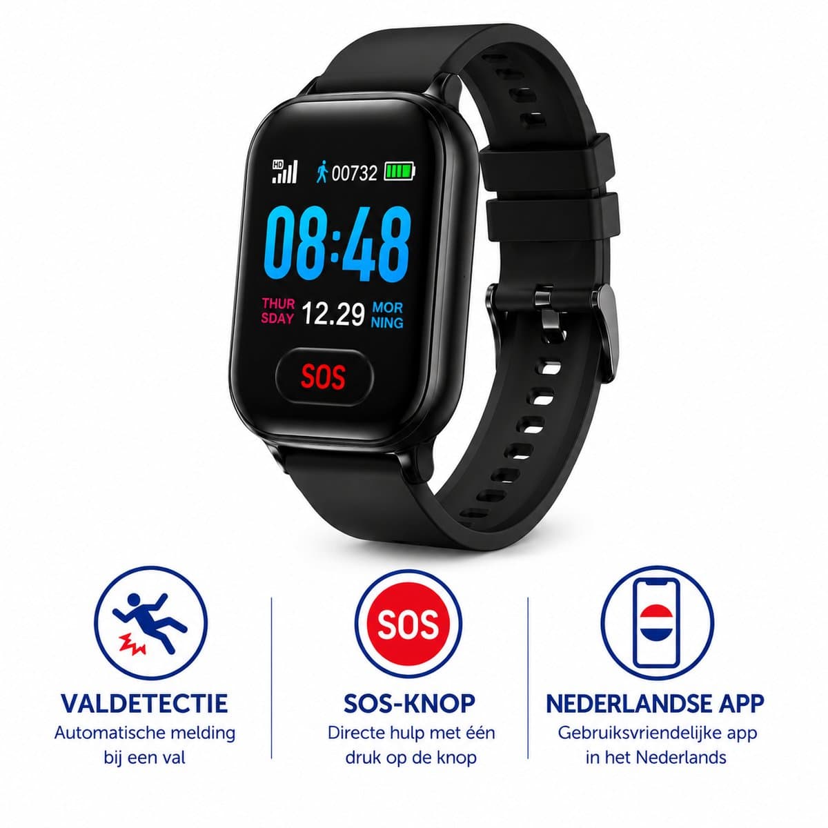 WatchSafer SOS Mini- GPS Horloge Senior - Smartwatch voor Ouderen - Persoonlijke alarmen - alarm horloge ouderen - GPS Horloge Alzheimer - Valdetectie — afbeelding 1