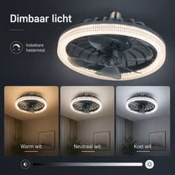 Plafondlamp Met Ventilator - Plafondventilator - E27 Ventilator Met Verlichting - LED Ventilatorlamp - Dimbare Plafondlamp - Ventilator Met Afstandsbediening - Grijs - 34W — thumbnail 3
